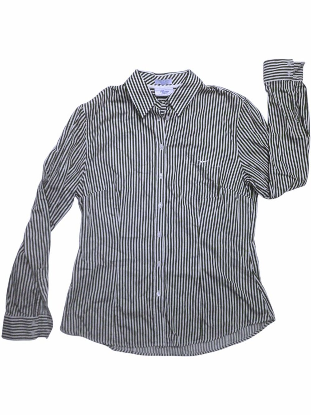 R.M. Williams Blue and White Striped Semi-Fitted Shirt Size 12